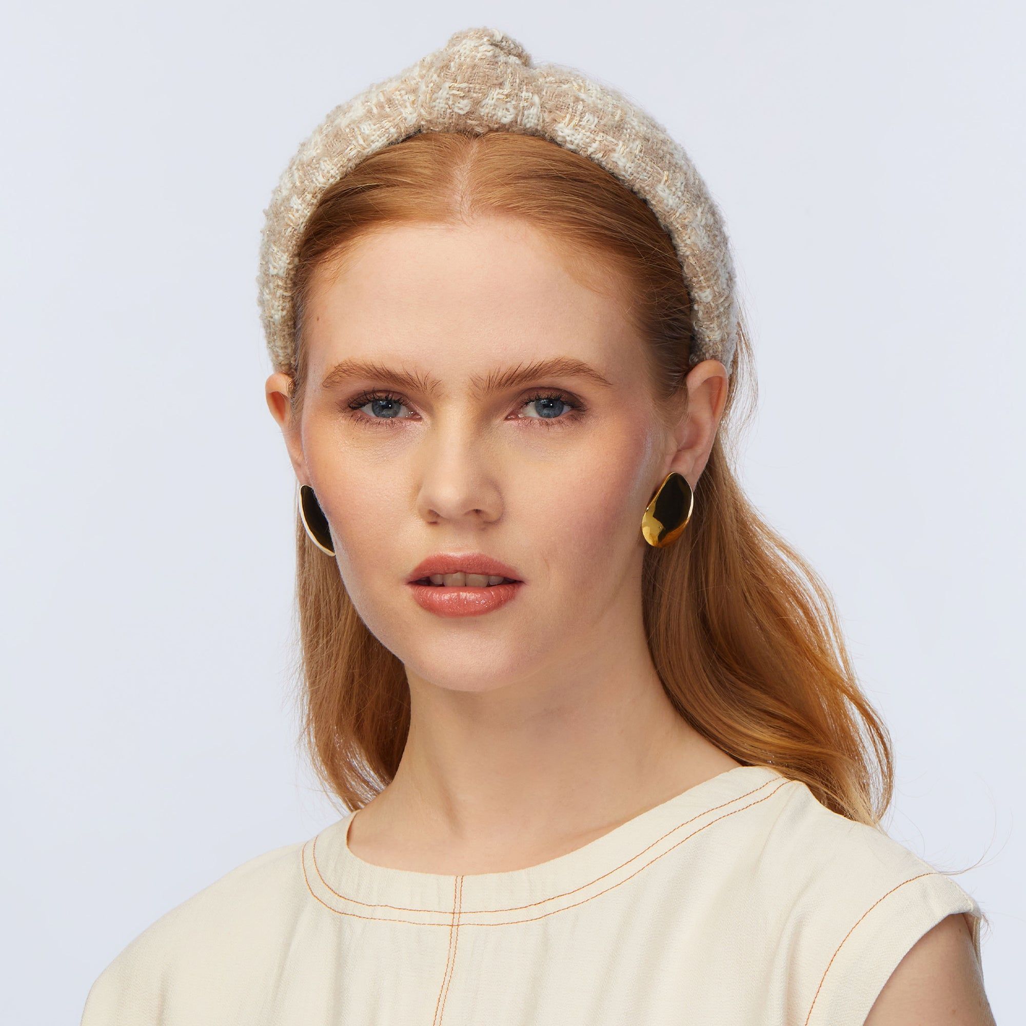 BISQUE TWEED SILM KNOTTED HEADBAND sold by Lele Sadoughi product image thumbnail 2