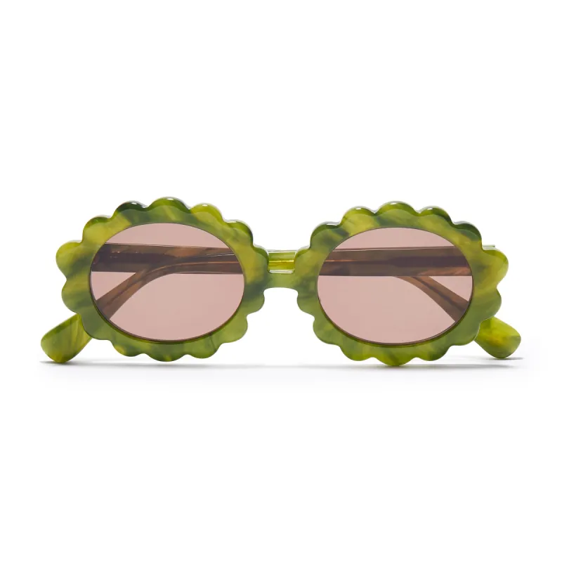 FERN GREEN DAISY OVAL SUNGLASSES sold by Lele Sadoughi