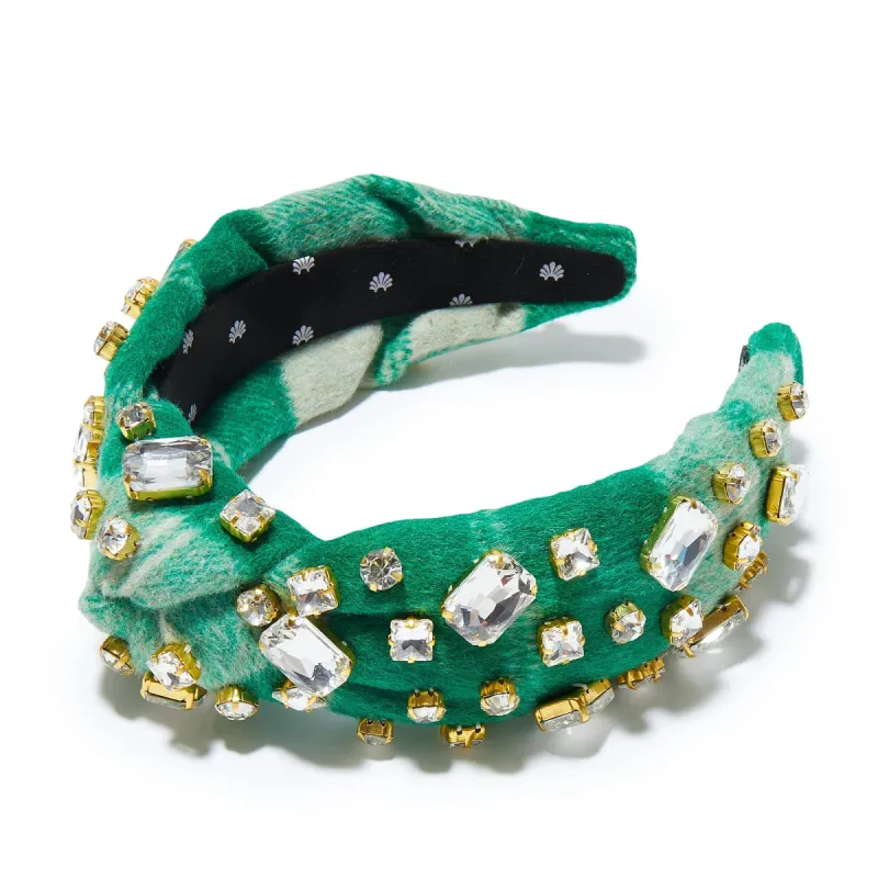 PINE RECTANGLE CRYSTAL PLAID KNOTTED HEADBAND sold by Lele Sadoughi