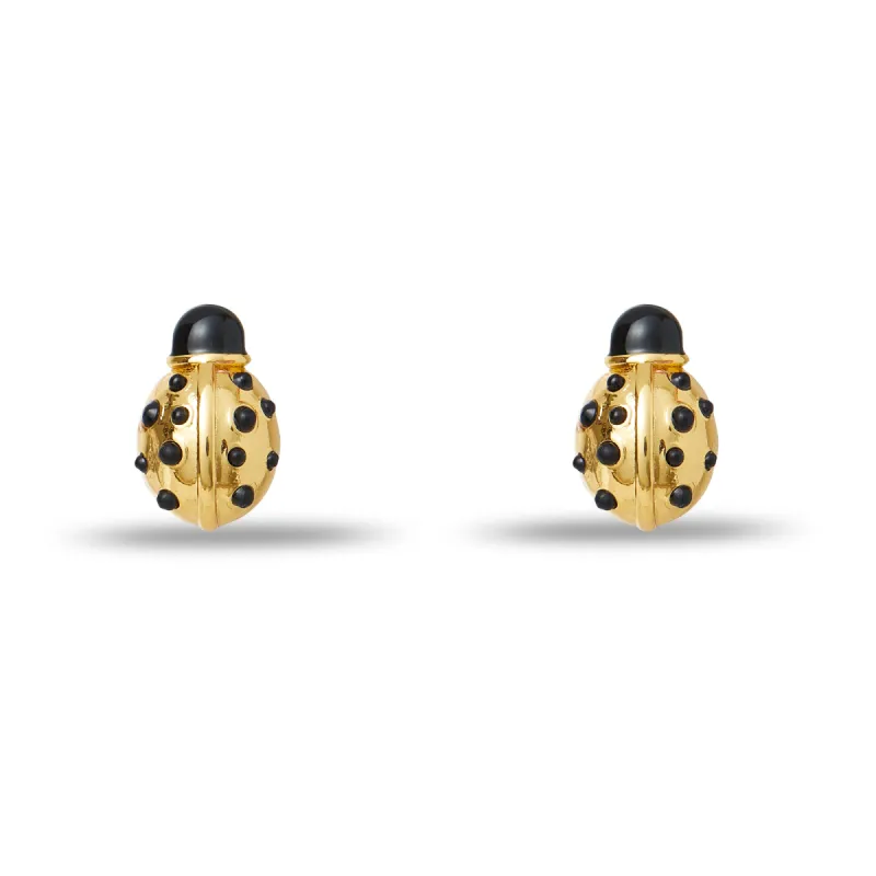 JET LADYBUG STUD EARRINGS sold by Lele Sadoughi