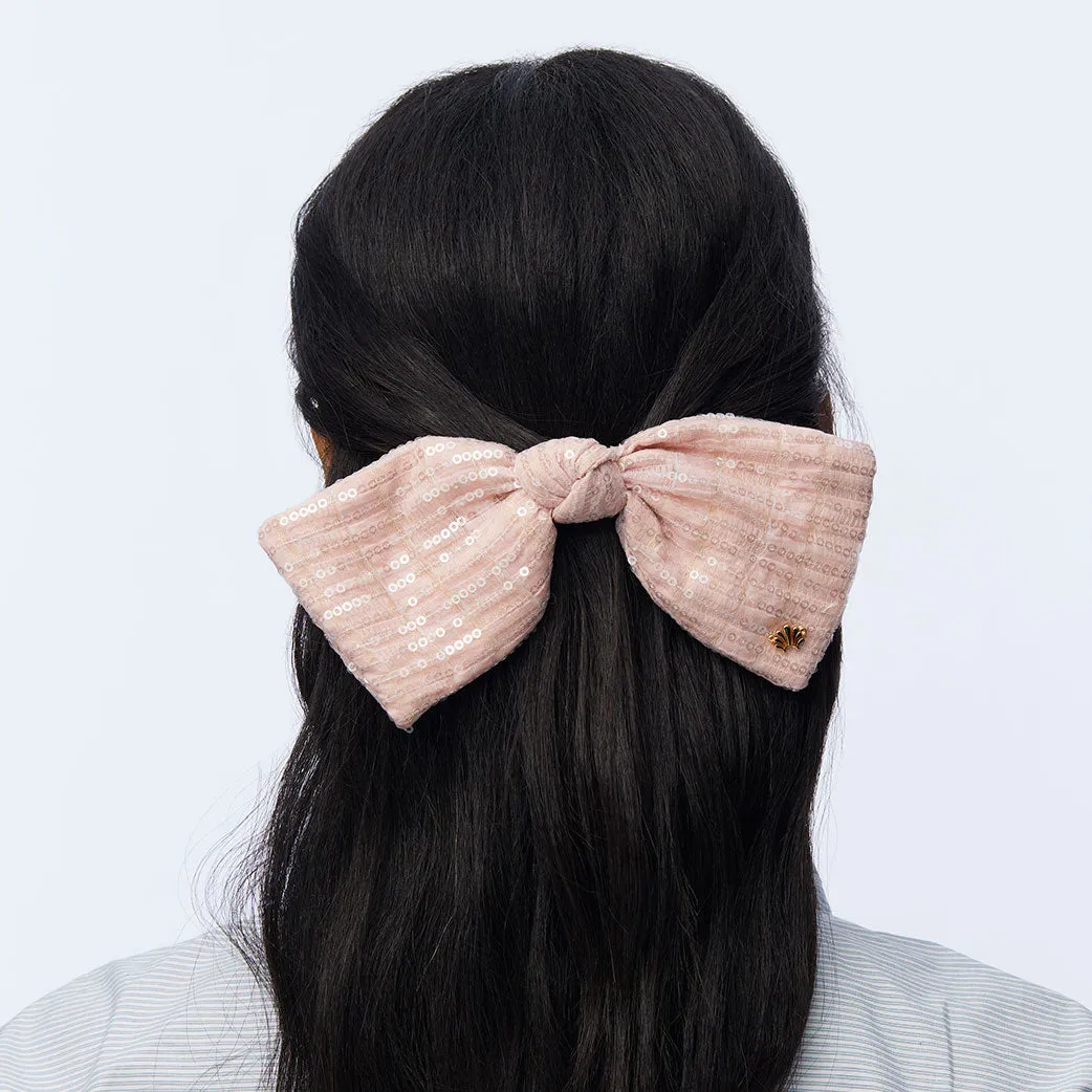 BLUSH PALOMA SEQUIN BOW BARRETTE sold by Lele Sadoughi product image thumbnail 4