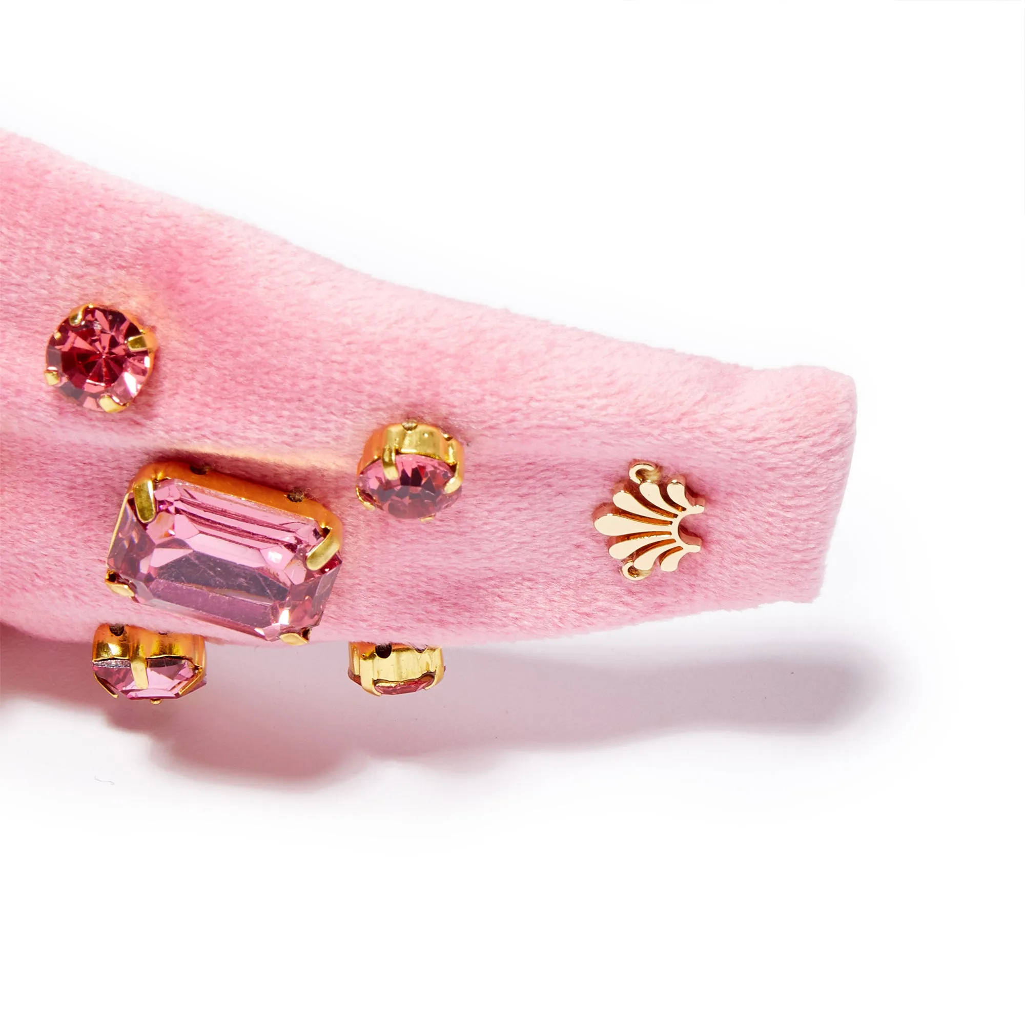 OCTOBER TOURMALINE RECTANGLE CRYSTAL VELVET KNOTTED HEADBAND sold by Lele Sadoughi product image thumbnail 3