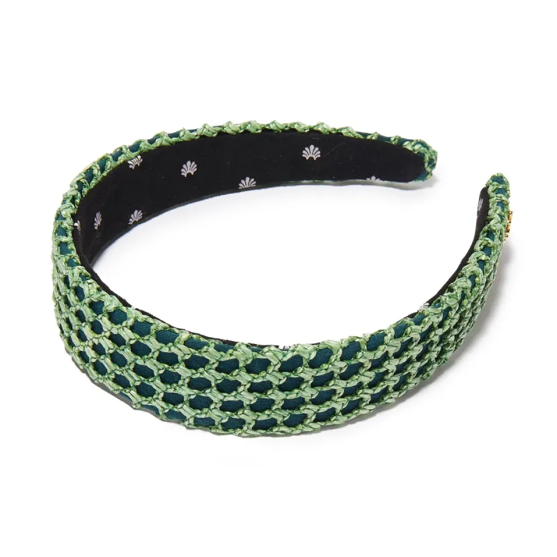 EMERALD POOL RAFFIA BESSETTE HEADBAND sold by Lele Sadoughi