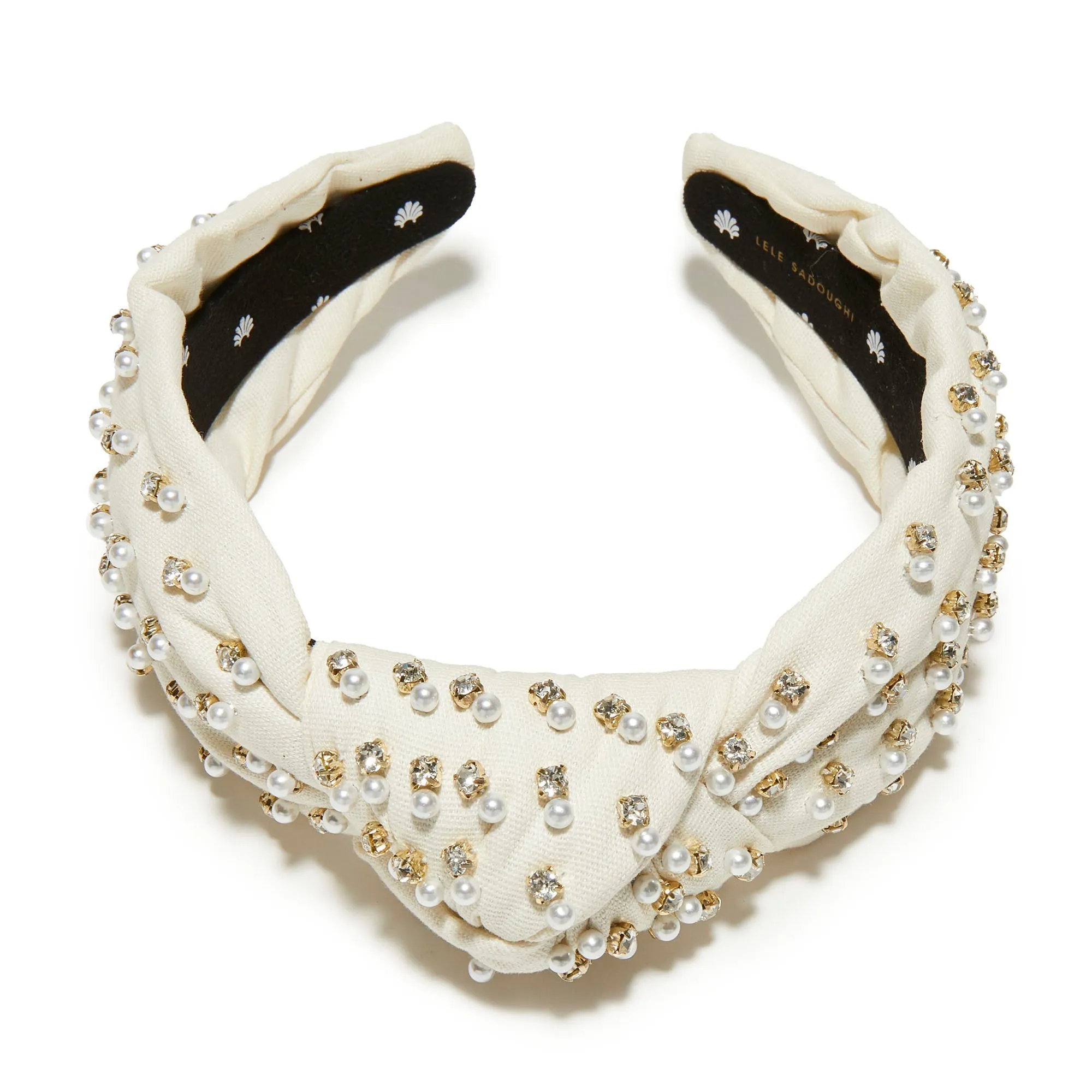 IVORY CRYSTAL EMBELLISHED KNOTTED HEADBAND sold by Lele Sadoughi product image thumbnail 5