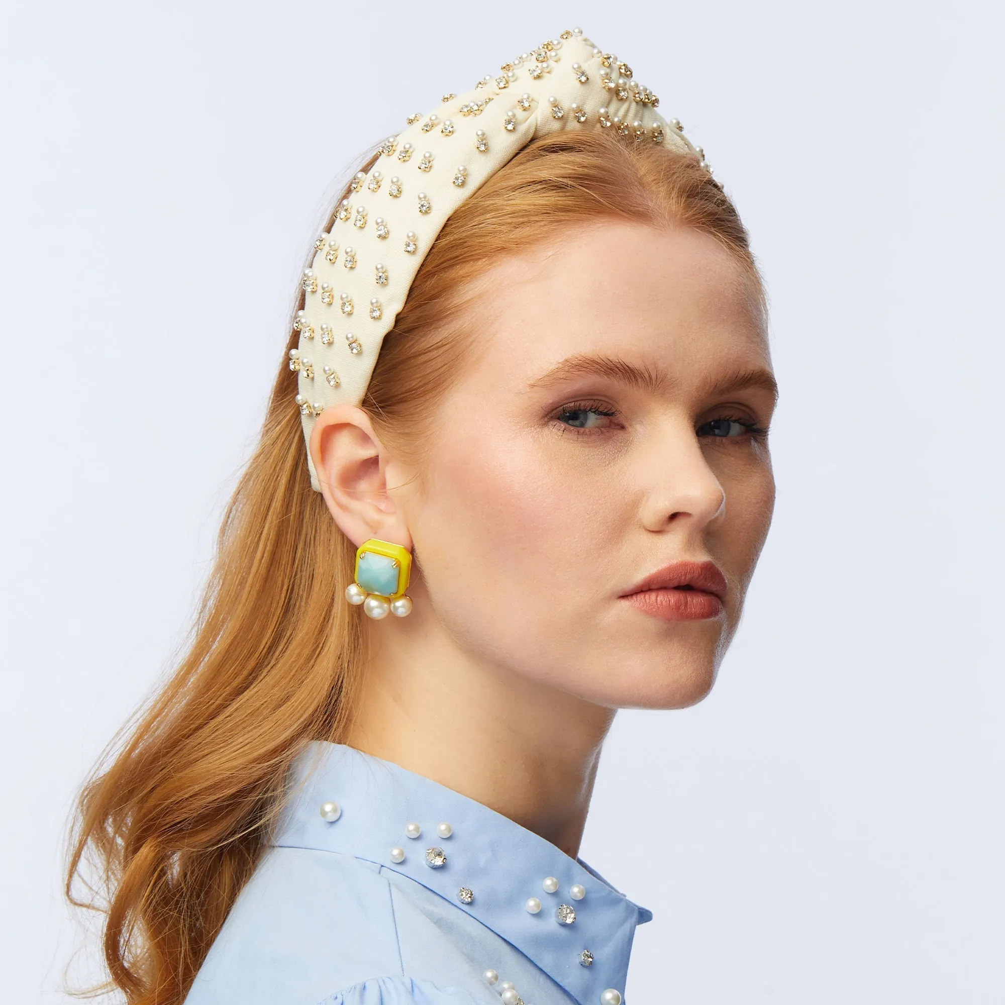 IVORY CRYSTAL EMBELLISHED KNOTTED HEADBAND sold by Lele Sadoughi product image thumbnail 4