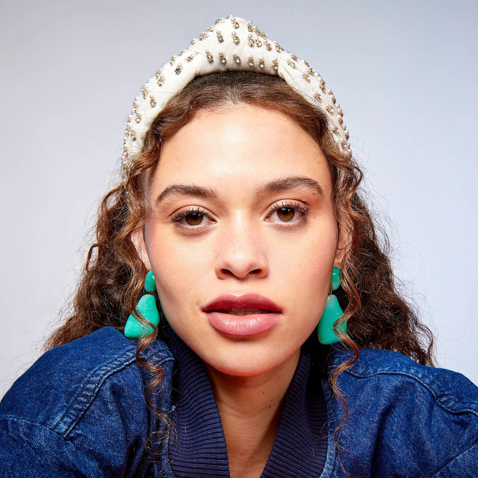 IVORY CRYSTAL EMBELLISHED KNOTTED HEADBAND sold by Lele Sadoughi product image thumbnail 2