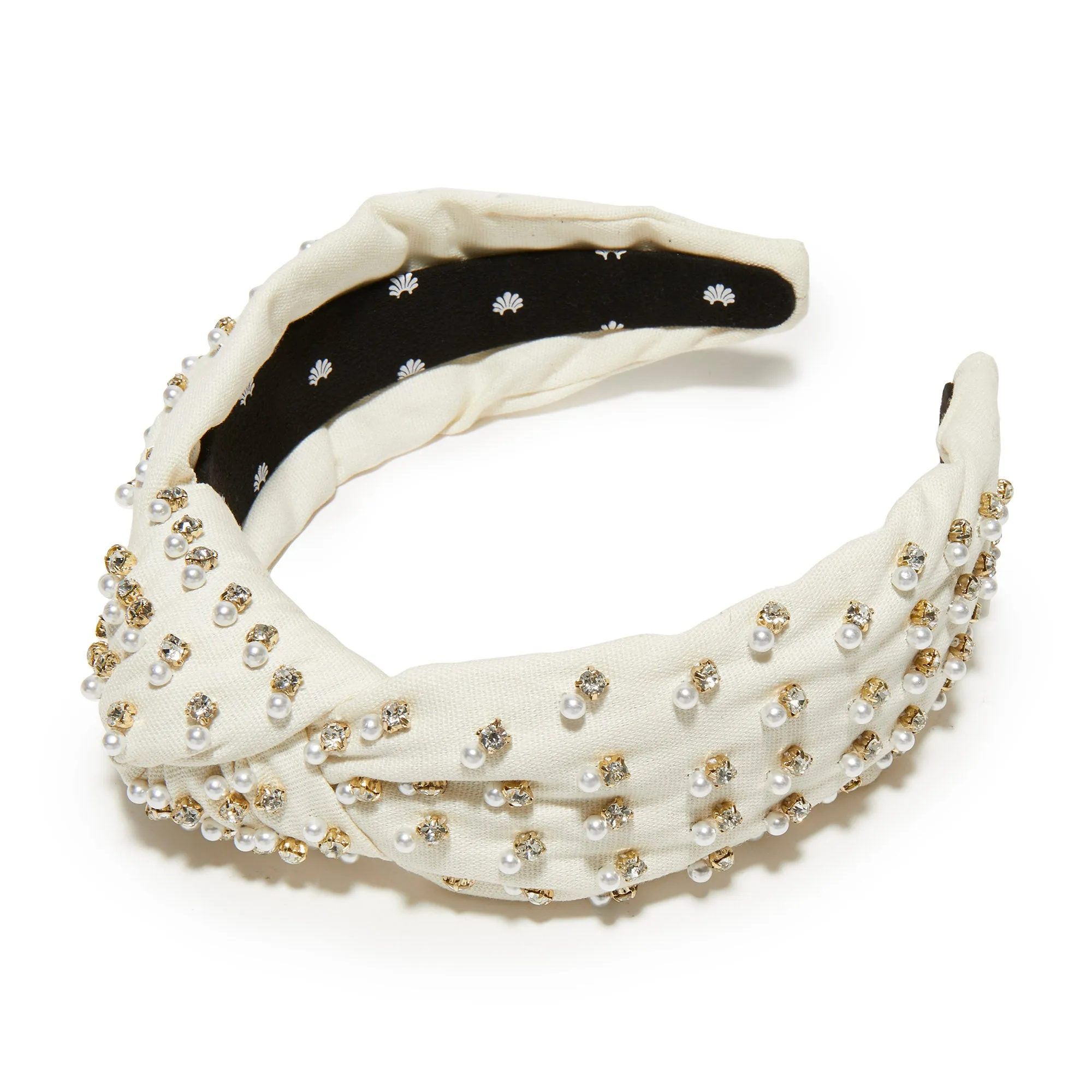 IVORY CRYSTAL EMBELLISHED KNOTTED HEADBAND sold by Lele Sadoughi