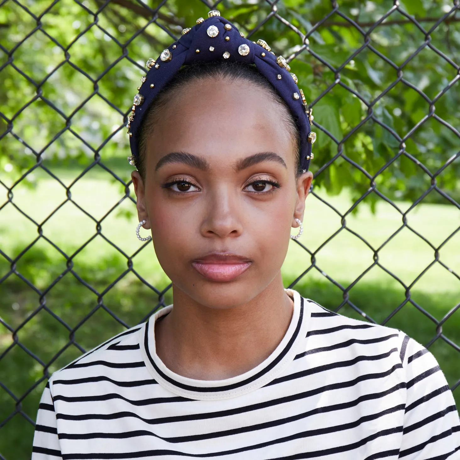 HOUSTON ASTROS LELE SADOUGHI / MLB NAVY EMBELLISHED KNOTTED HEADBAND sold by Lele Sadoughi product image thumbnail 4