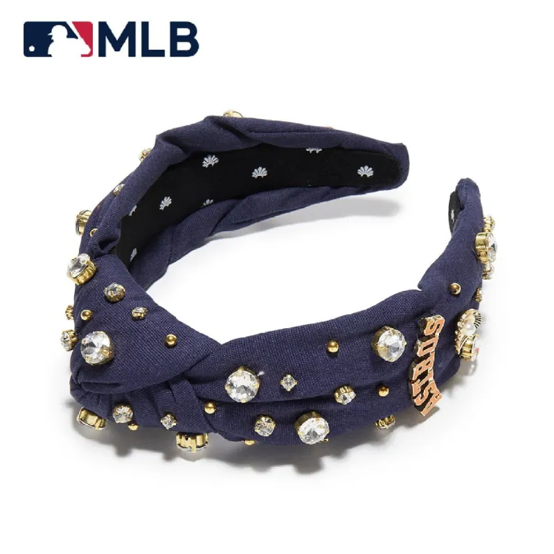 HOUSTON ASTROS LELE SADOUGHI / MLB NAVY EMBELLISHED KNOTTED HEADBAND sold by Lele Sadoughi