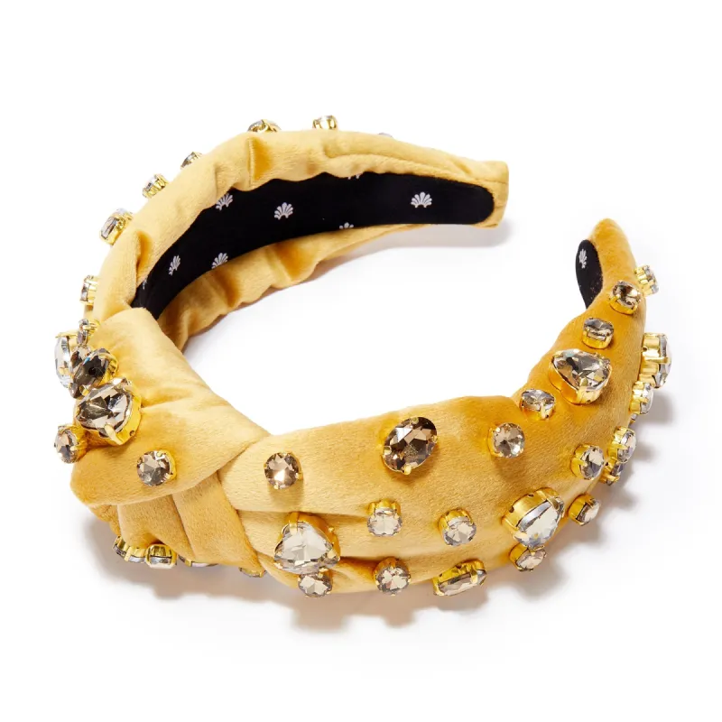 NOVEMBER TOPAZ HEART MIXED CRYSTAL VELVET KNOTTED HEADBAND sold by Lele Sadoughi