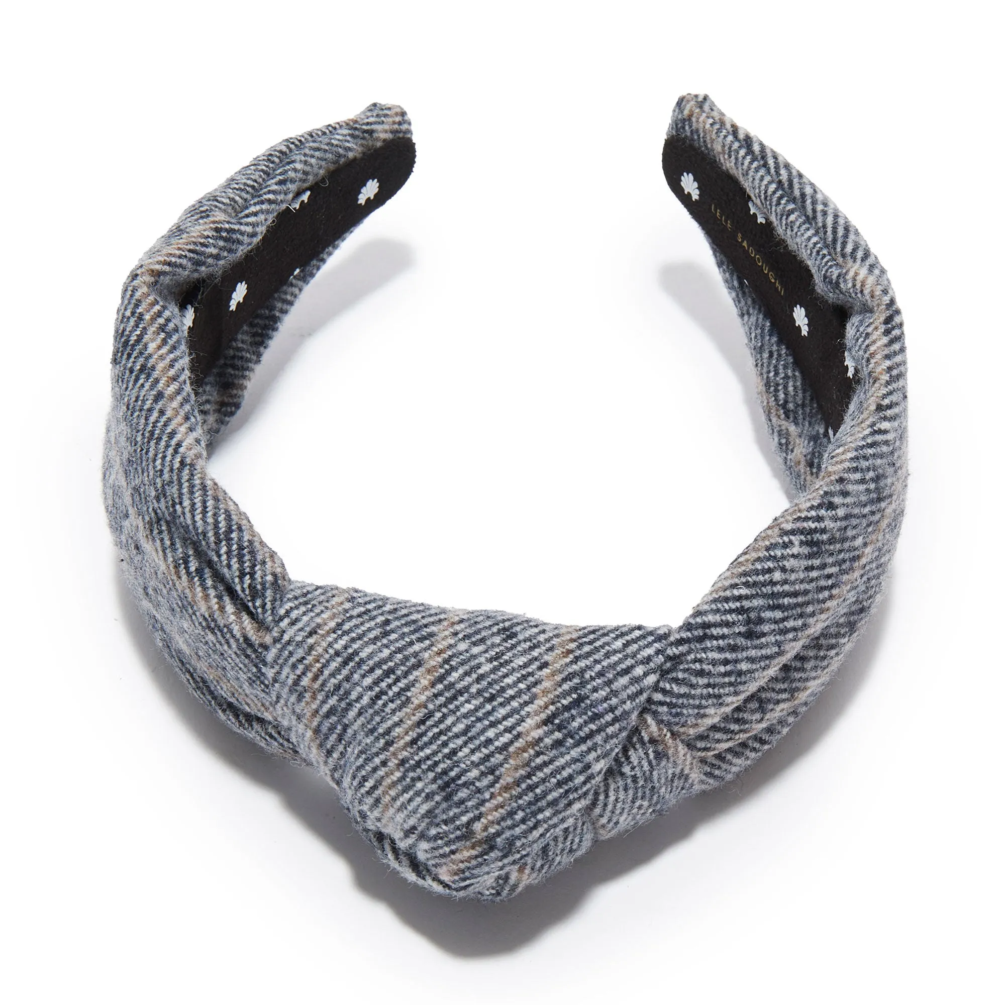 CHARCOAL TWILL TWEED KNOTTED HEADBAND sold by Lele Sadoughi product image thumbnail 3