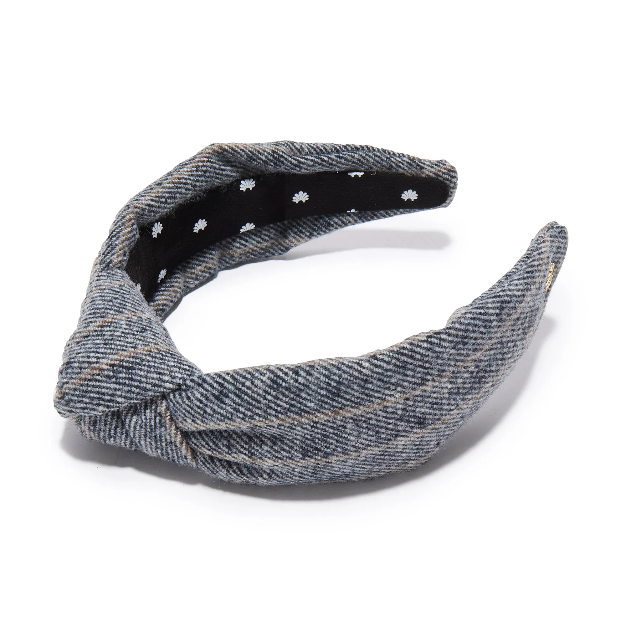 CHARCOAL TWILL TWEED KNOTTED HEADBAND sold by Lele Sadoughi