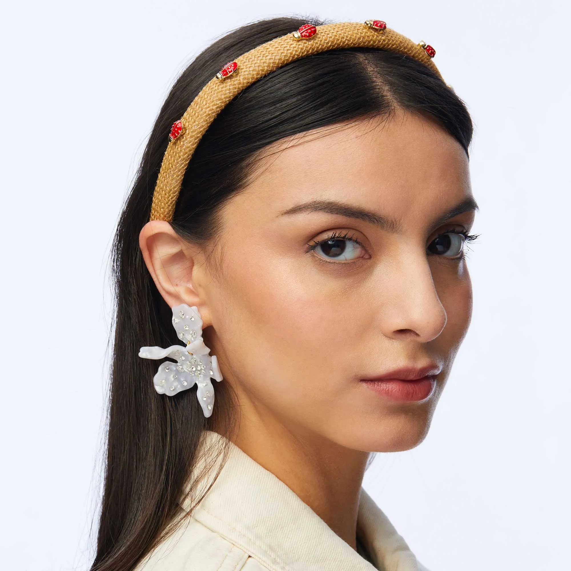 MOTHER OF PEARL SPARKLE SMALL PAPER LILY EARRINGS sold by Lele Sadoughi product image thumbnail 2