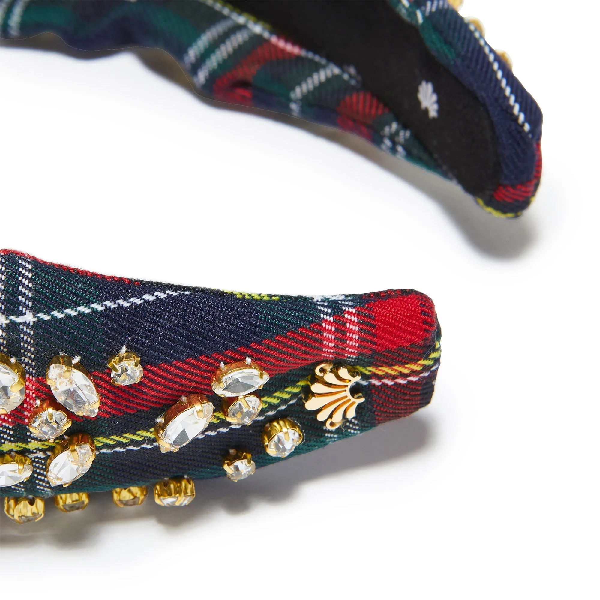 Lele Sadoughi Midnight Plaid Tartan Mixed Shape Crystal Knotted Headband Lele Sadoughi Baby Blue Game Day Varsity knotted Crystal  main image 3