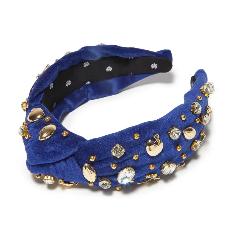 ROYAL BLUE FOOTBALL KNOTTED HEADBAND sold by Lele Sadoughi