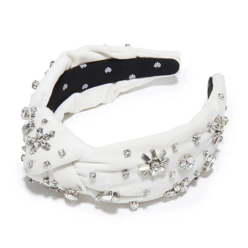 SILVER SNOW SWAROVSKI® SNOWFLAKE KNOTTED HEADBAND sold by Lele Sadoughi