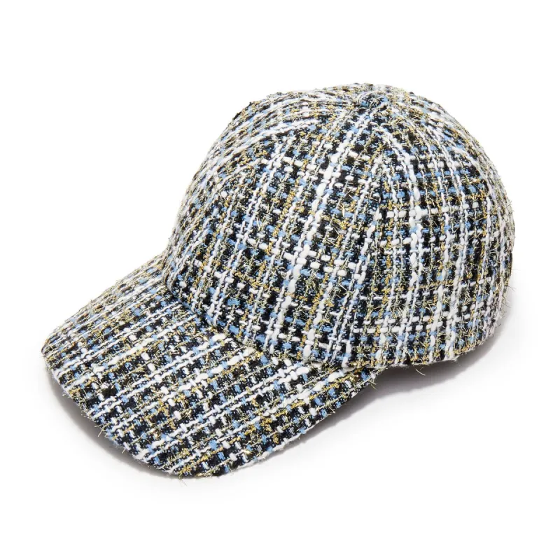 GOLDEN GRAPHITE BOUCLE BASEBALL CAP sold by Lele Sadoughi
