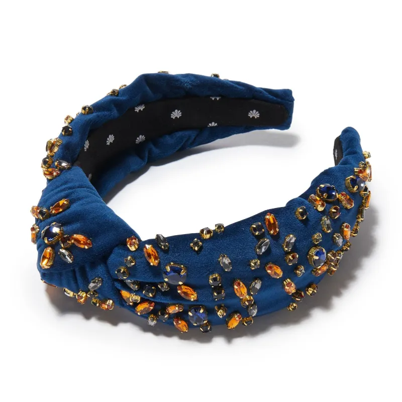 NAVY VELVET MIXED CRYSTAL KNOTTED HEADBAND sold by Lele Sadoughi