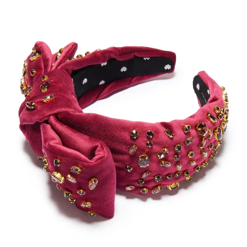 BURGUNDY MIXED CRYSTAL HOLLY HEADBAND sold by Lele Sadoughi