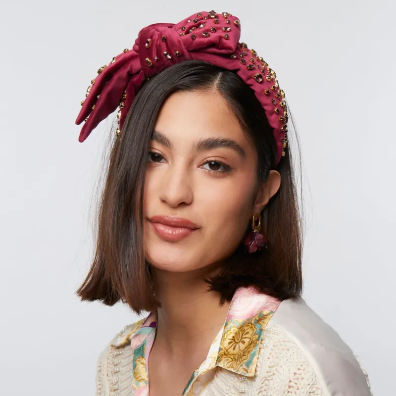 BURGUNDY MIXED CRYSTAL HOLLY HEADBAND | Parallel display picture 1