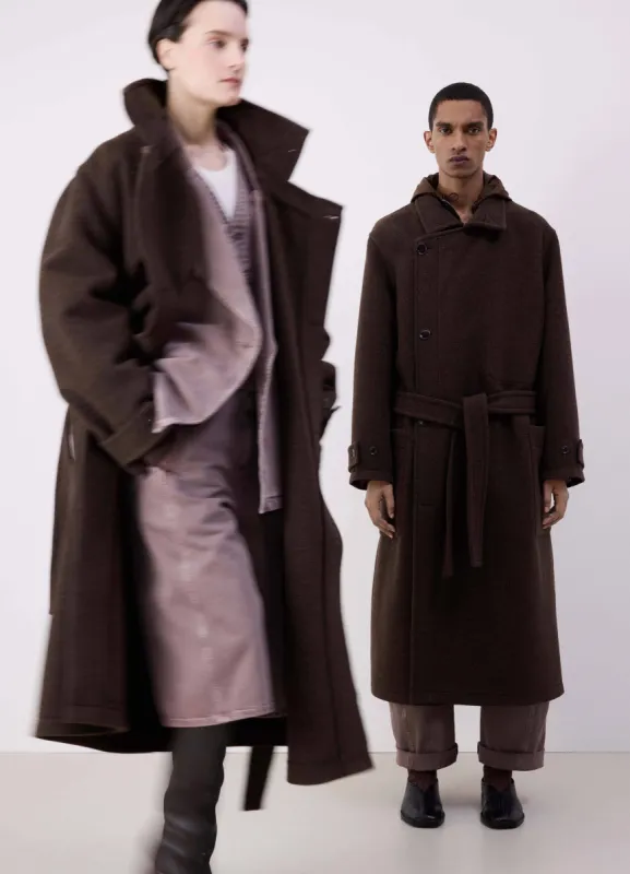 WRAP COAT WITH CONTRAST STITCH made by Lemaire