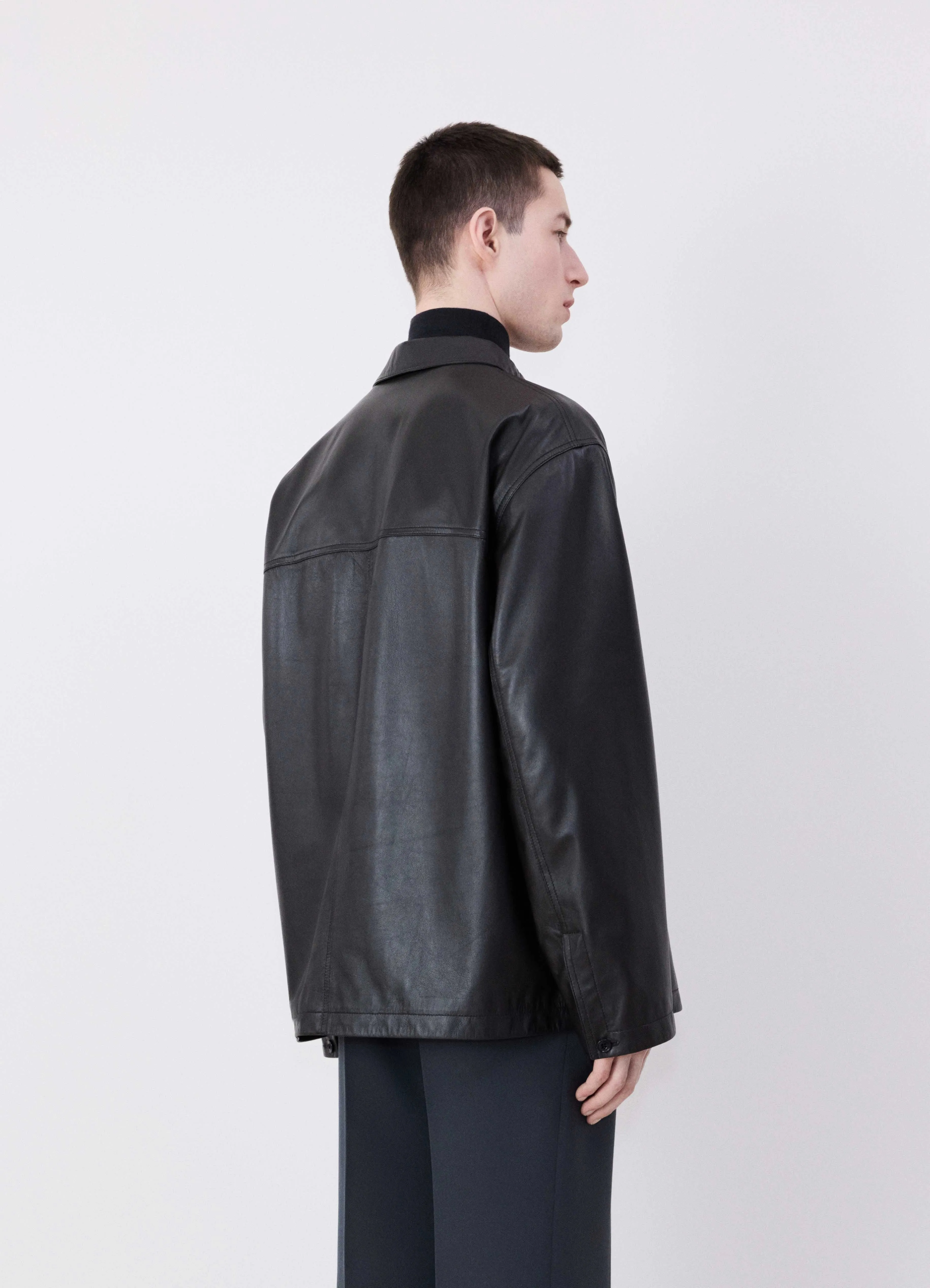 LEATHER STAND COLLAR SHIRT sold by Lemaire product image thumbnail 3