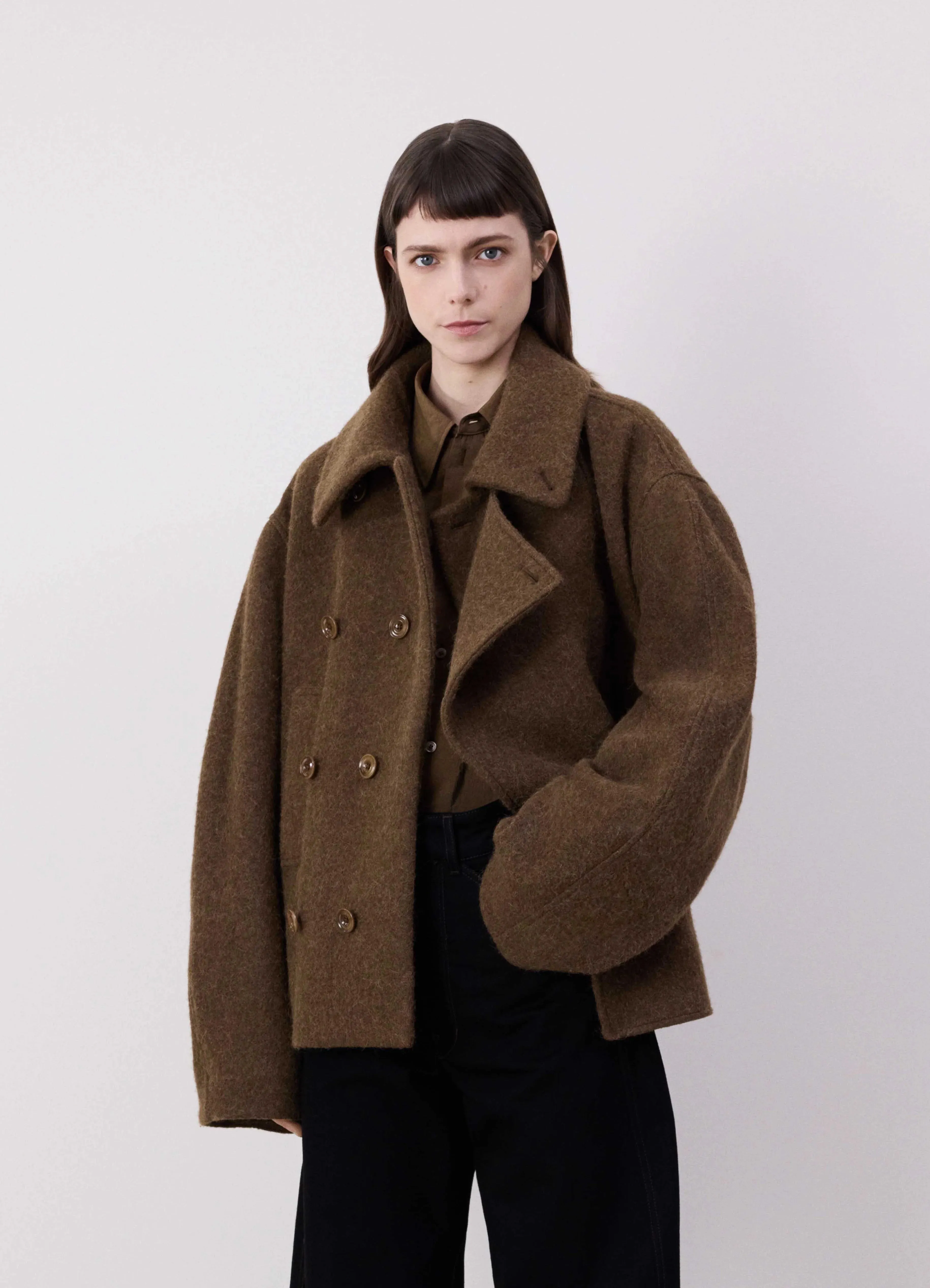 SHORT ASYMMETRICAL BATHROBE COAT sold by Lemaire