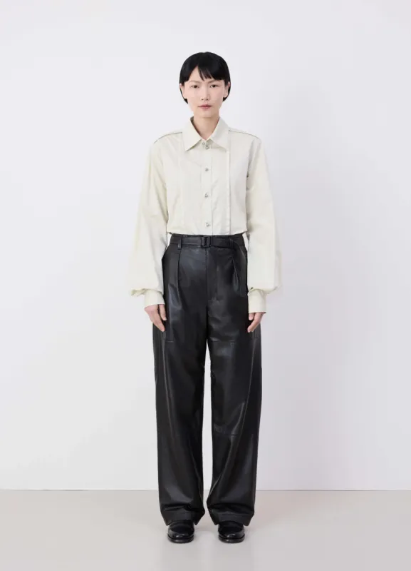 DRAWSTRING PARACHUTE PANTS IN LEATHER made by Lemaire