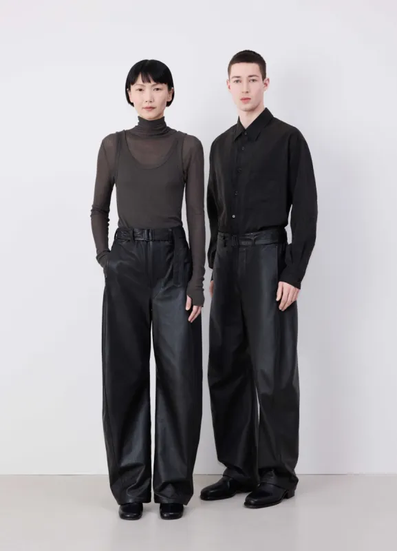 LEATHER BELTED TWISTED PANTS sold by Lemaire