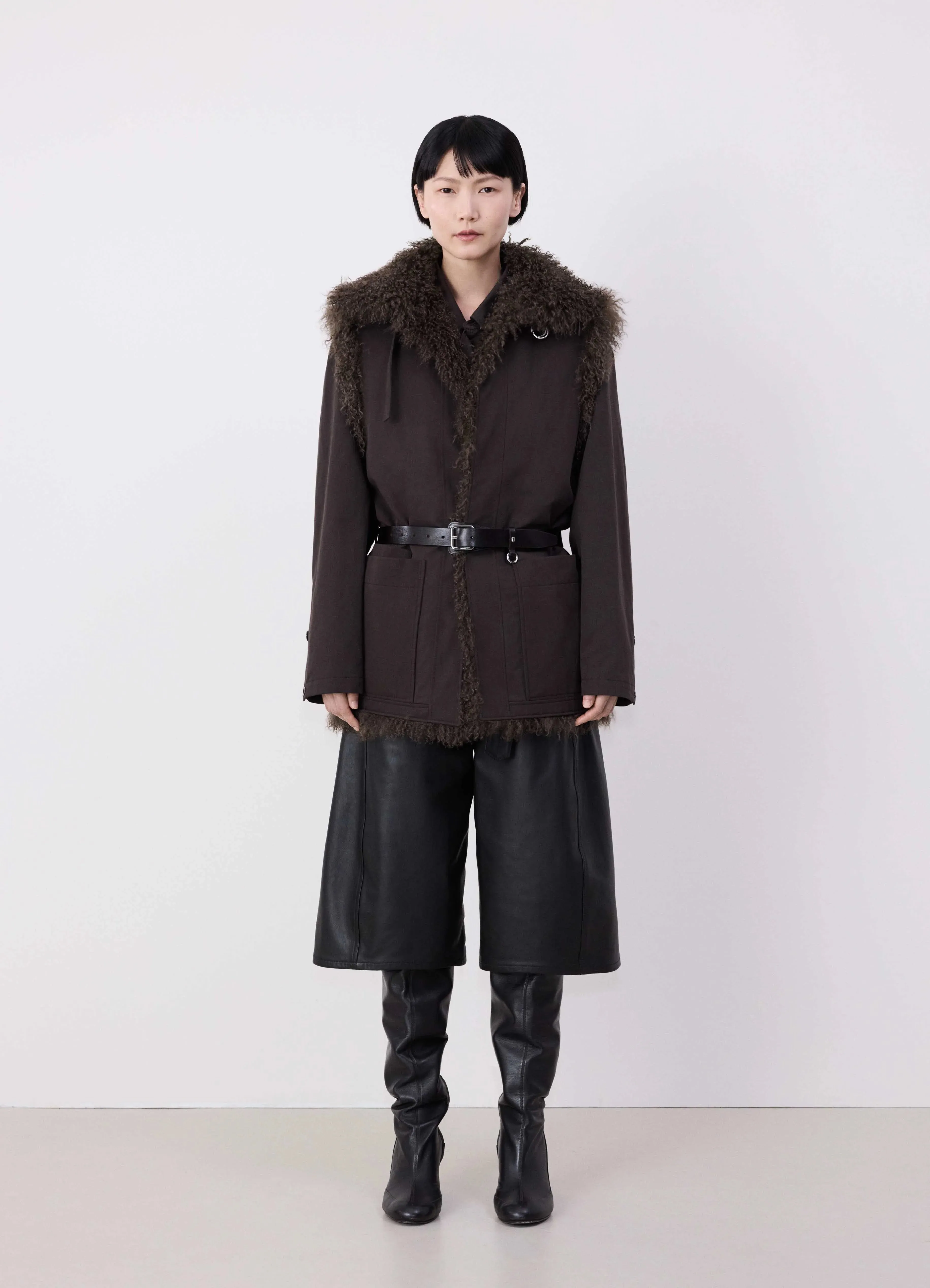 REVERSIBLE BELTED LONG SHEARLING GILET sold by Lemaire product image thumbnail 3