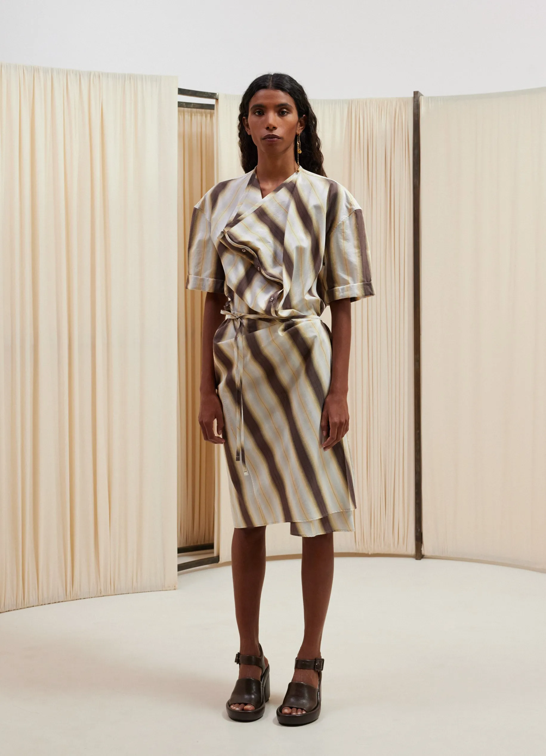 SHORT SLEEVE WRAP DRESS sold by Lemaire