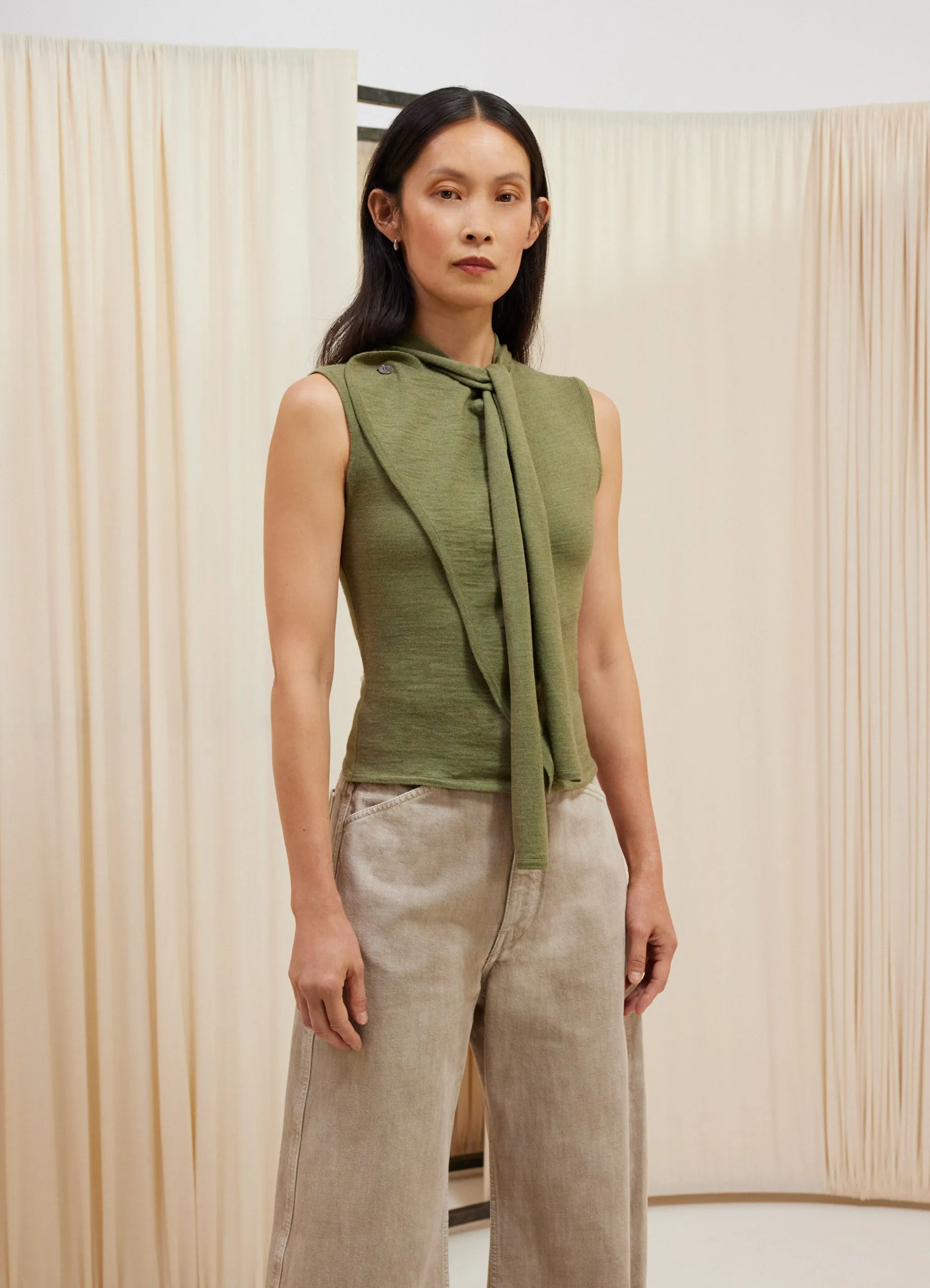 ASYMMETRICAL SLEEVELESS CARDIGAN sold by Lemaire