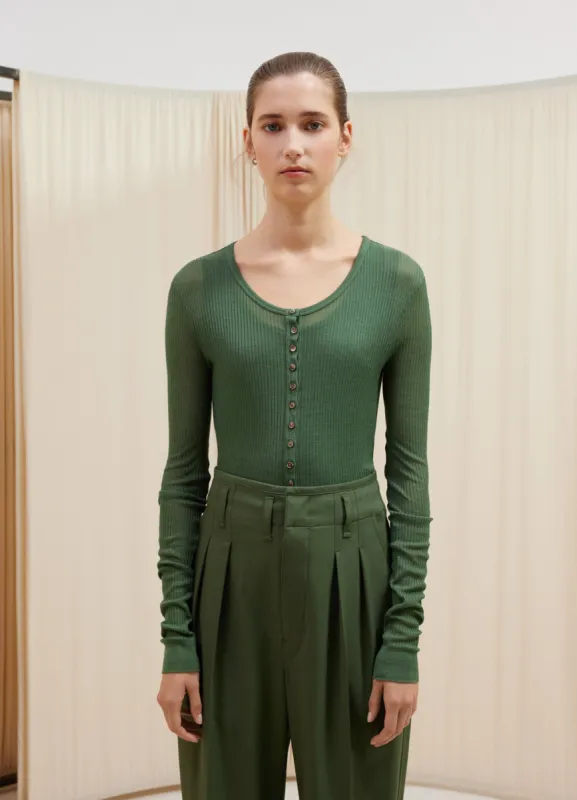 SEAMLESS RIB TOP WITH BUTTONS sold by Lemaire