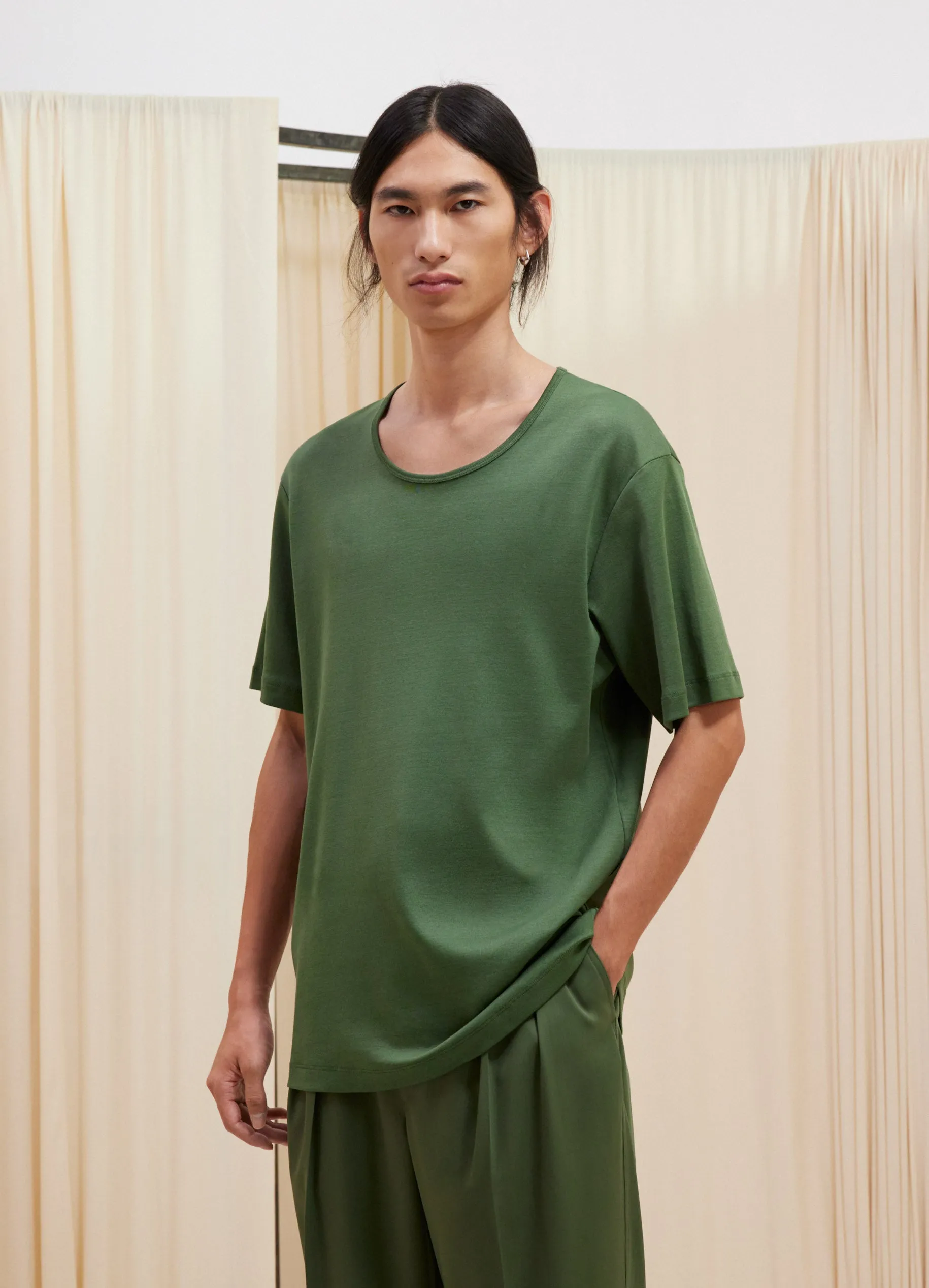 RIB U NECK T-SHIRT sold by Lemaire