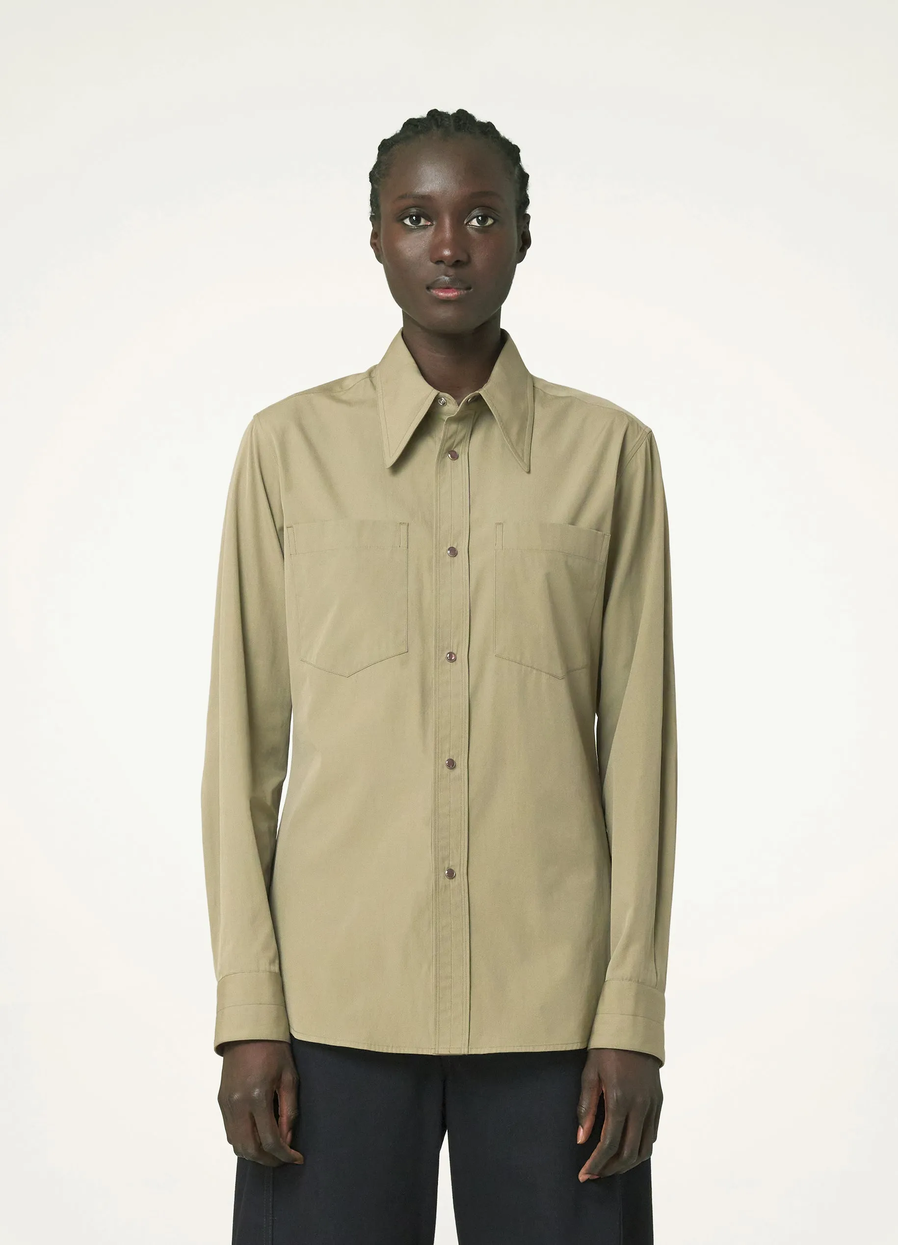 POINTED COLLAR SHIRT WITH SNAPS sold by Lemaire