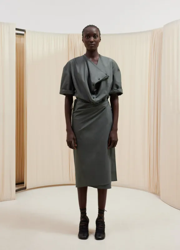 SHORT SLEEVE WRAP DRESS made by Lemaire
