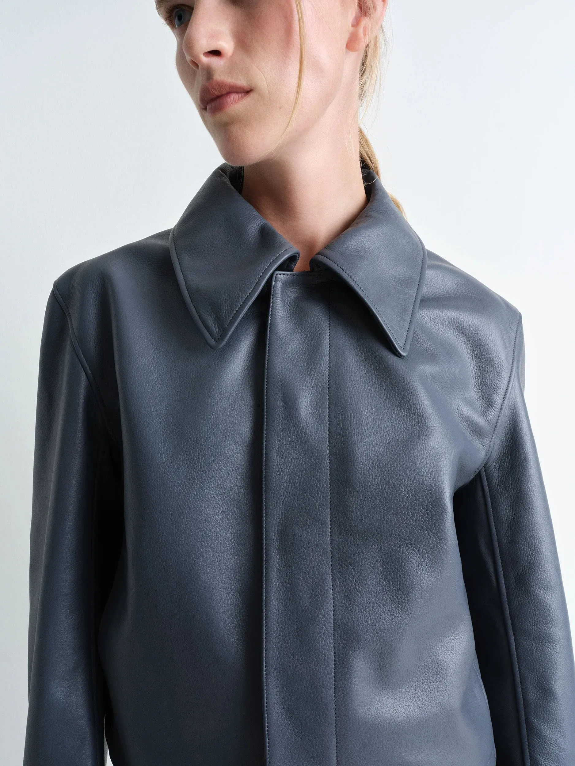 BOXY CROPPED JACKET IN LEATHER sold by Lemaire product image thumbnail 2