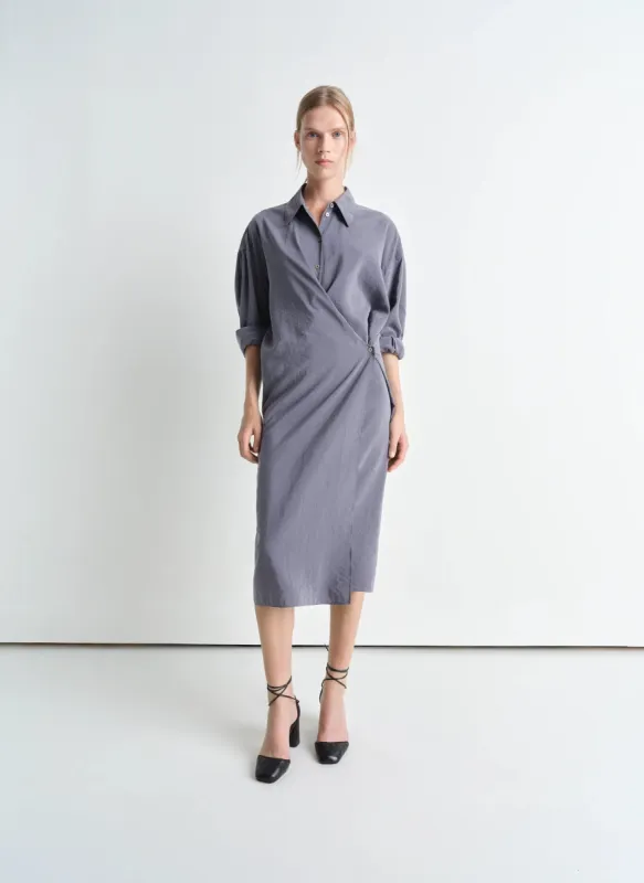 STRAIGHT COLLAR TWISTED DRESS made by Lemaire