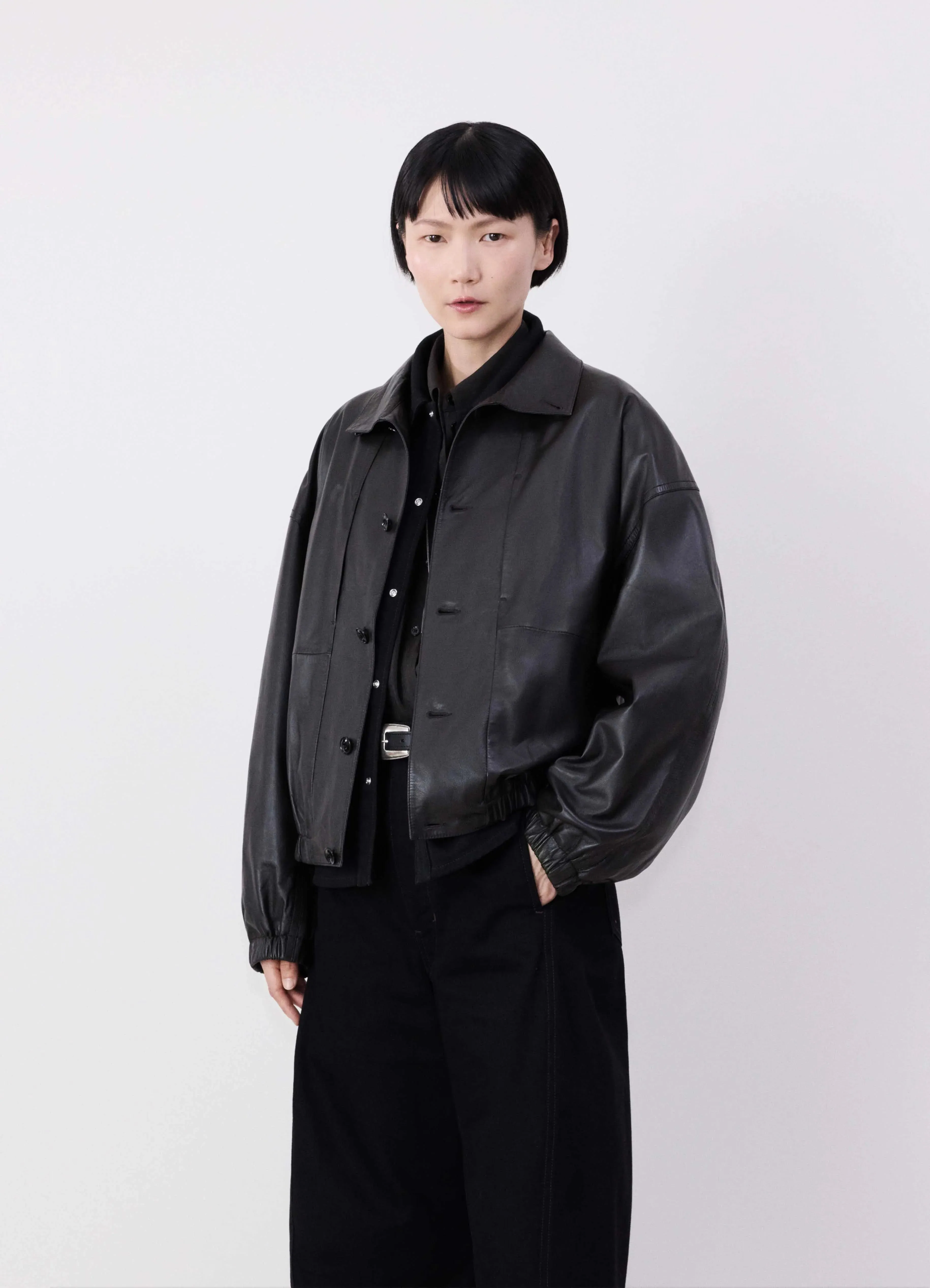 STAND COLLAR LEATHER BLOUSON sold by Lemaire
