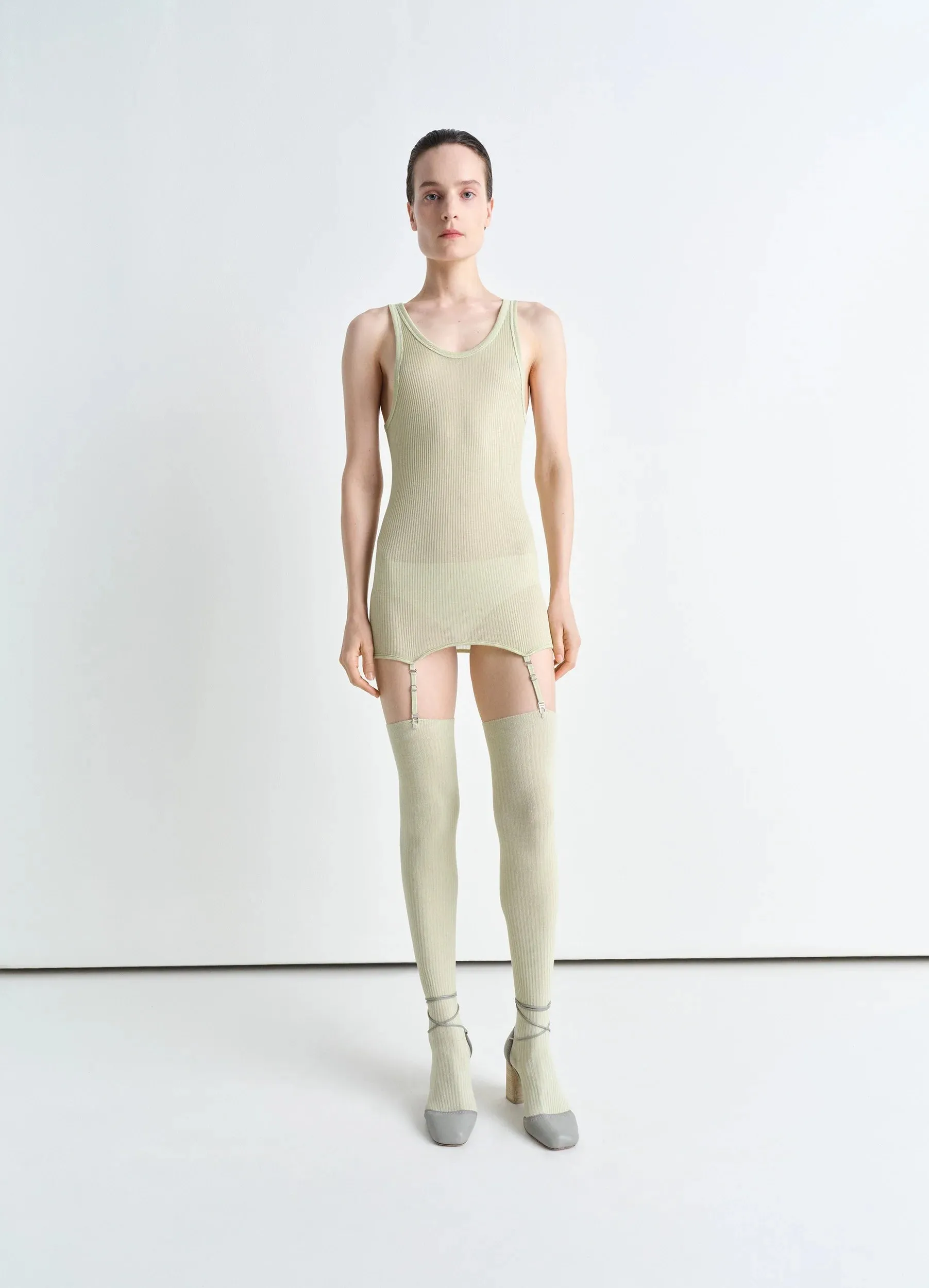 SEAMLESS RIB TANK TOP WITH SUSPENDERS sold by Lemaire