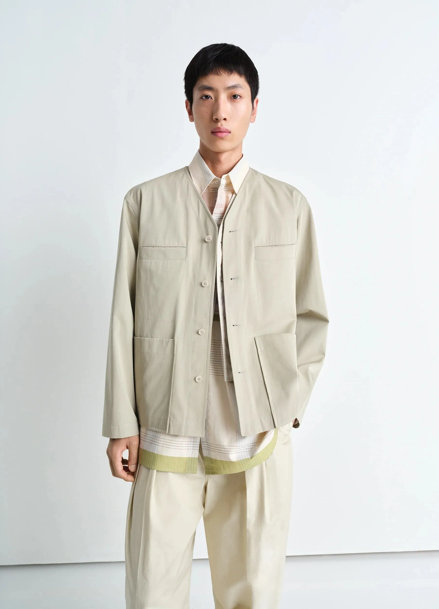 COLLARLESS OVERSHIRT sold by Lemaire
