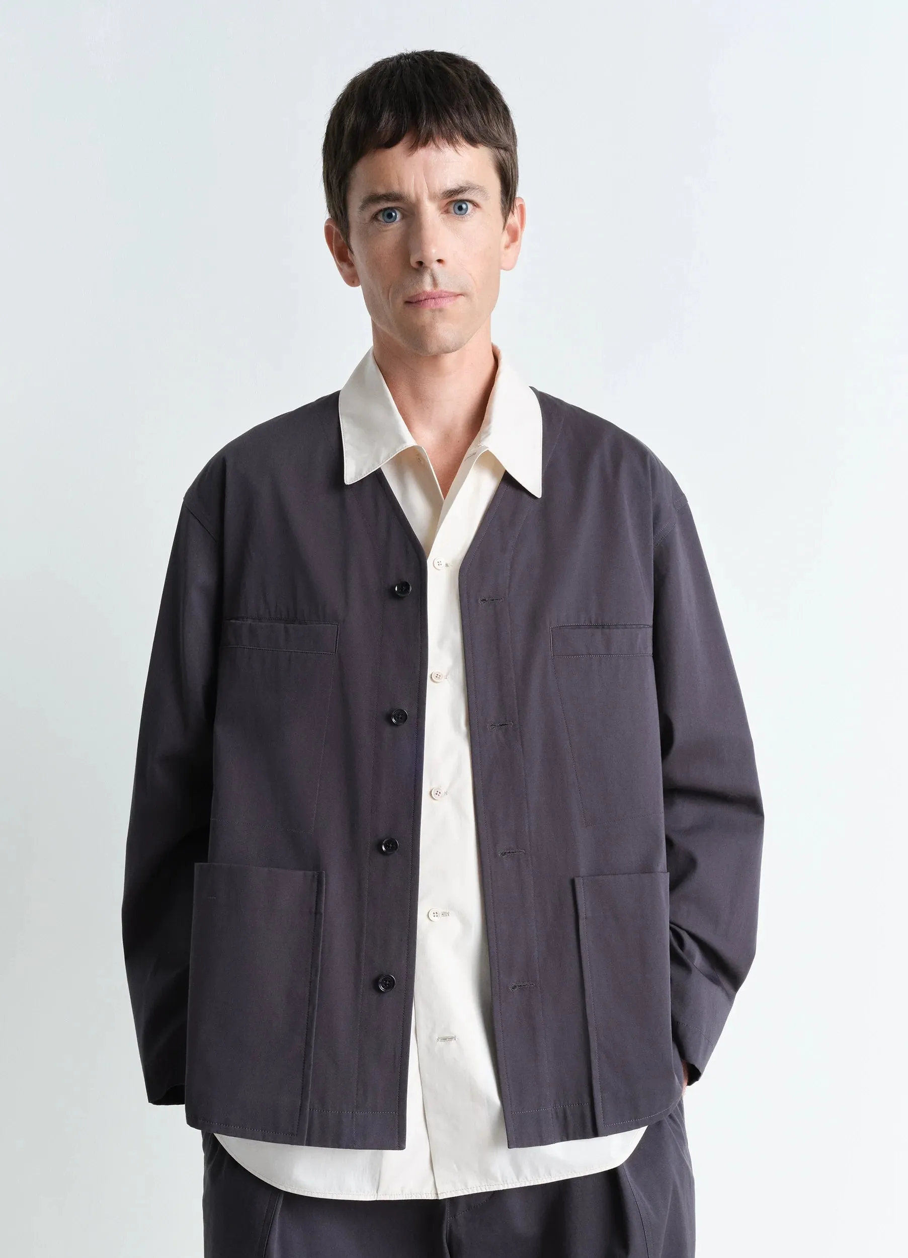 COLLARLESS OVERSHIRT sold by Lemaire