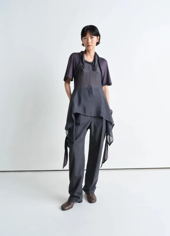 MIXED FABRIC KNOTTED TOP made by Lemaire