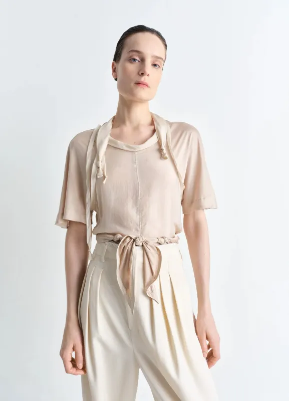 MIXED FABRIC KNOTTED TOP made by Lemaire