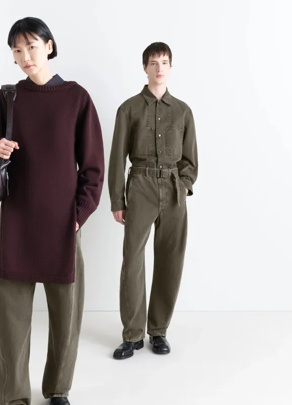 TWISTED BELTED PANTS IN DENIM made by Lemaire