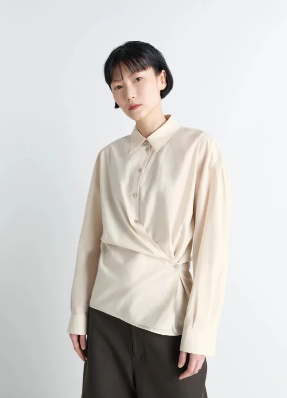 STRAIGHT COLLAR TWISTED SHIRT IN WASHED COTTON SILK sold by Lemaire