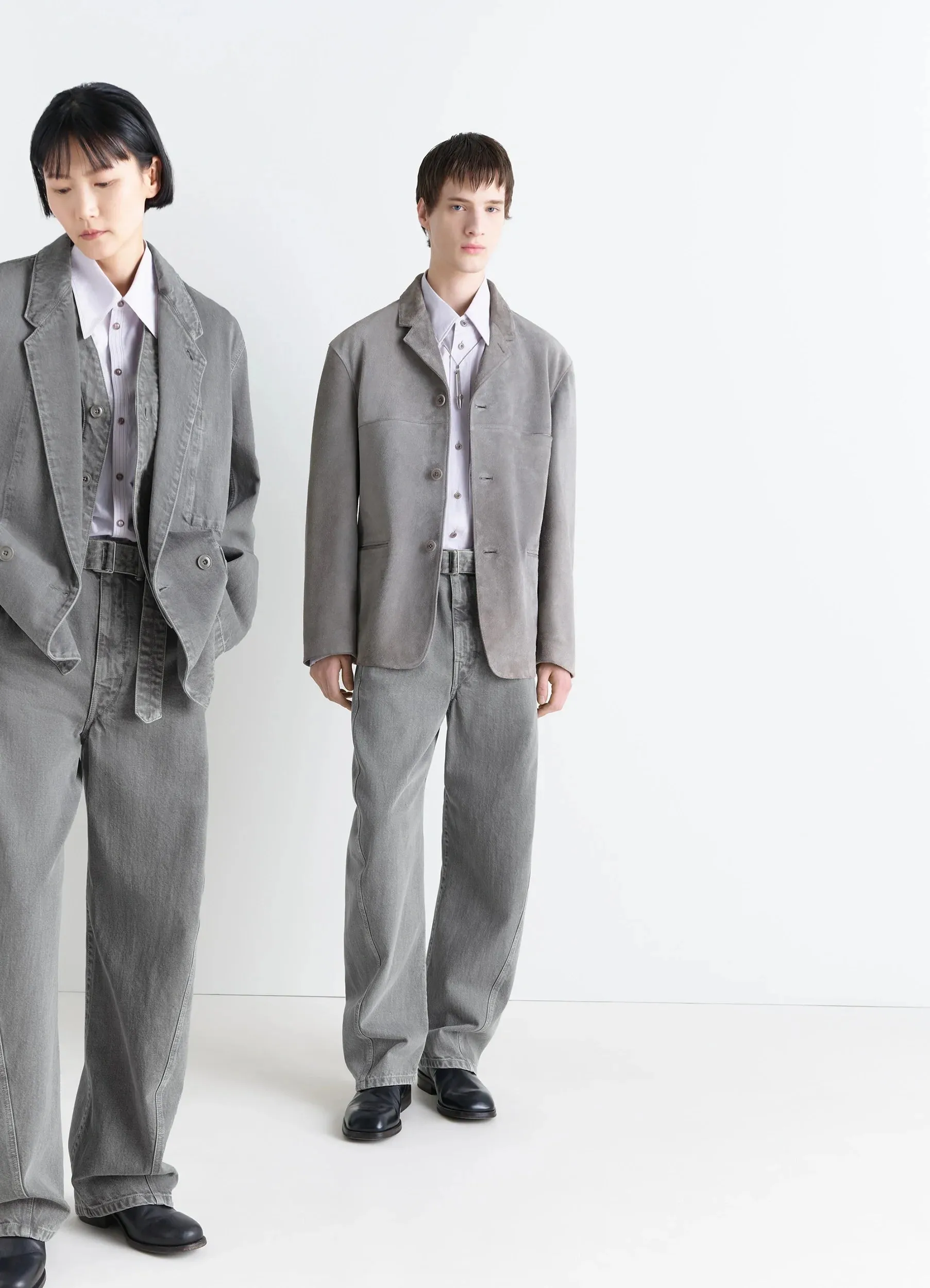 TWISTED BELTED PANTS IN DENIM sold by Lemaire