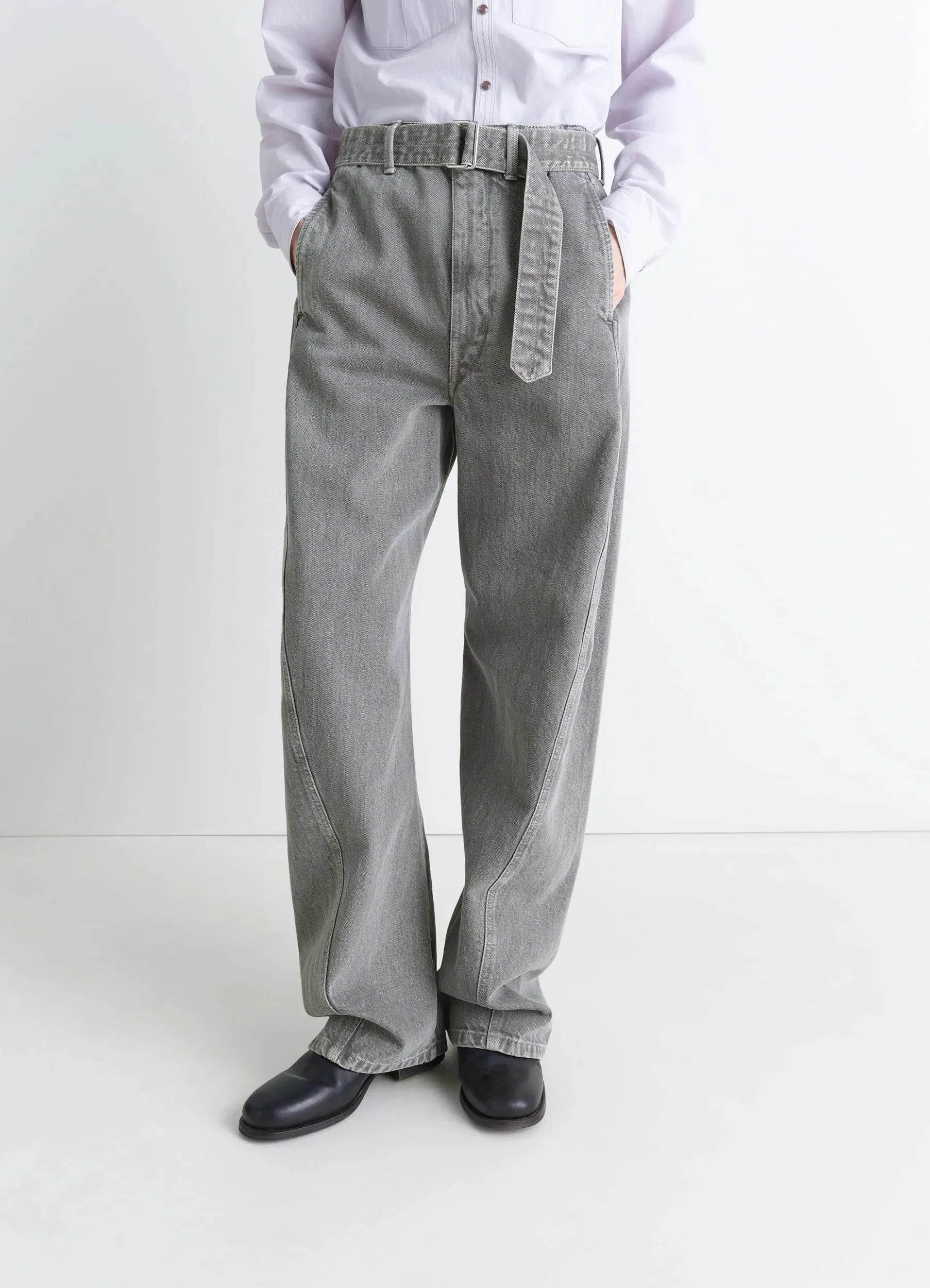 TWISTED BELTED PANTS IN DENIM sold by Lemaire product image thumbnail 3