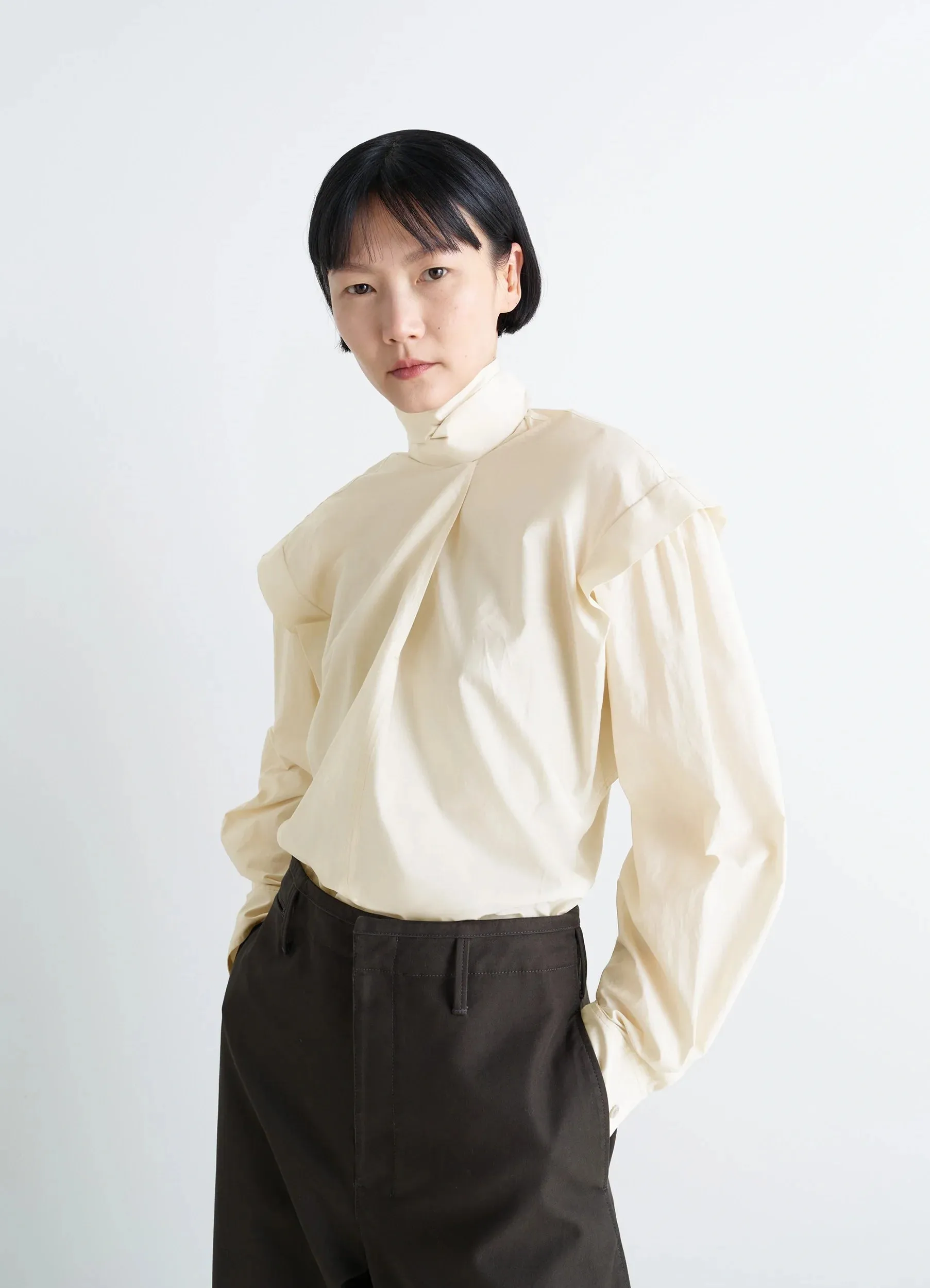 ASCOT BLOUSE IN WASHED COTTON SILK sold by Lemaire