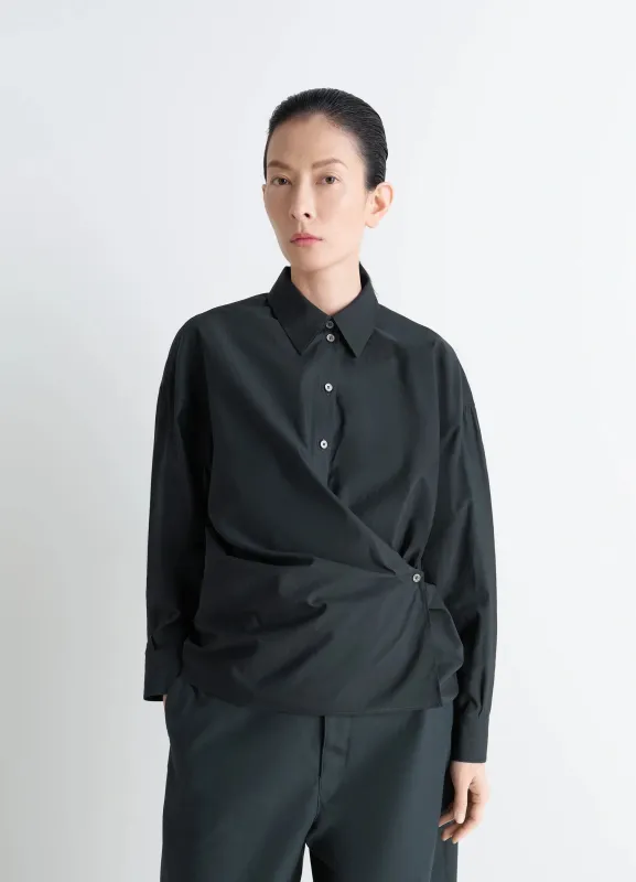 STRAIGHT COLLAR TWISTED SHIRT IN WASHED COTTON SILK sold by Lemaire